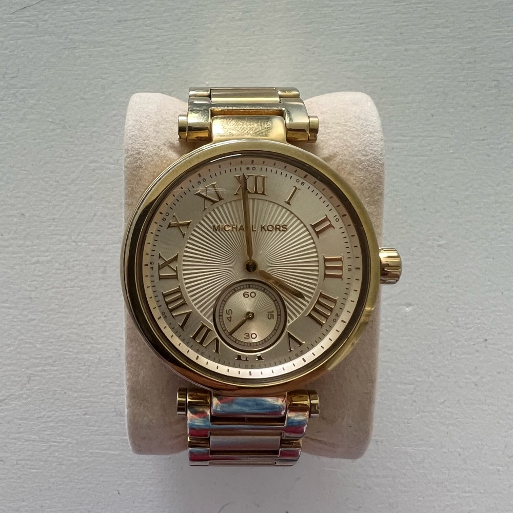 Gold MK watch with crystal bezel